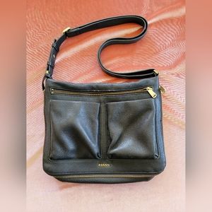 Fossil crossbody black leather bag